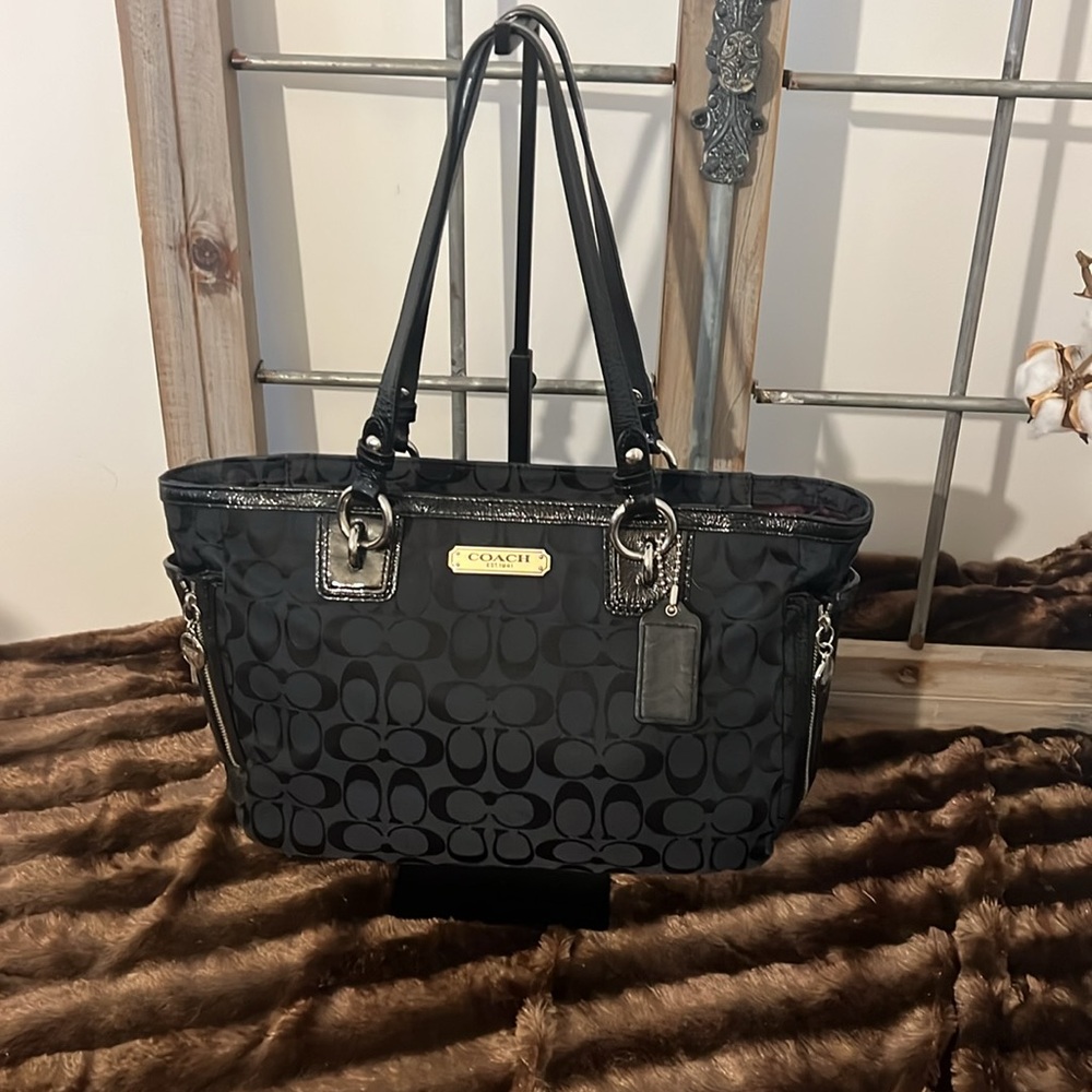 Coach Black Signature Tote Bag